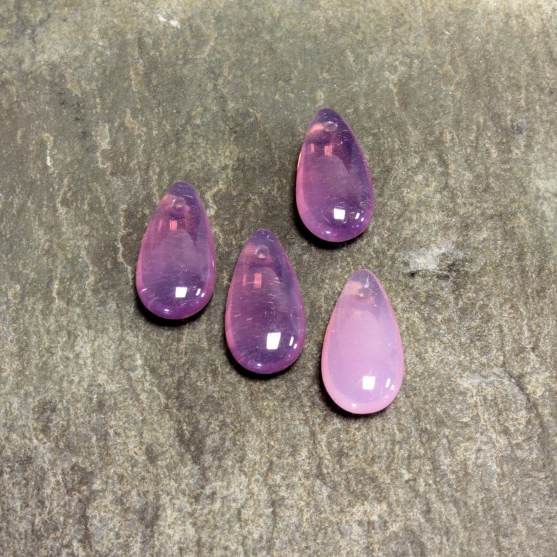 14x7mm Rose Opal Czech Teardrop Glass Beads (10)