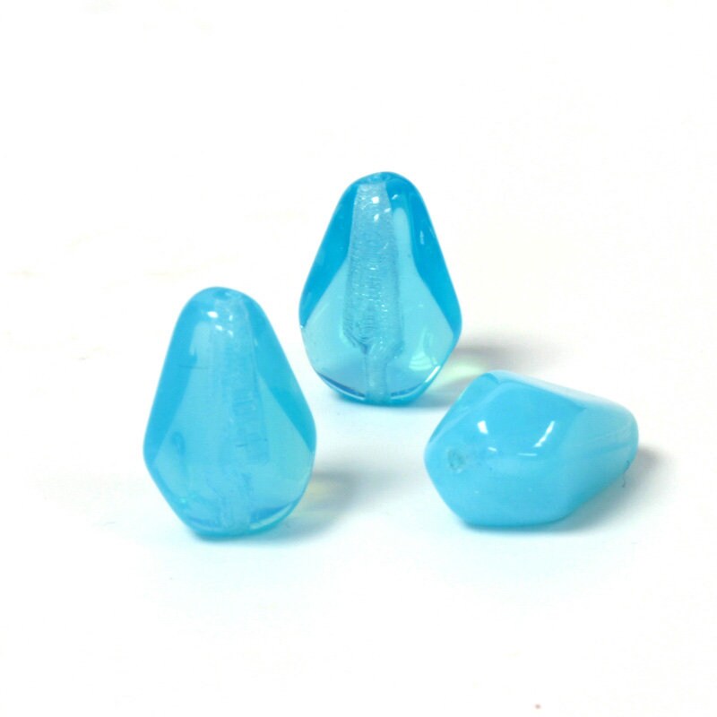 15x10mm Aqua Opal Czech Faceted Teardrop Glass Beads (6)