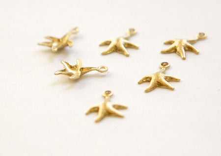 Top Loop Raw Brass Starfish Charm (8) chr019B
