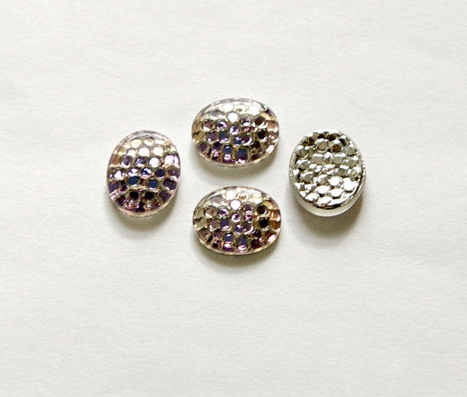 Purple Pink Blue Helio Snakeskin Bumpy Glass Cabochons 10x8mm (4) cab847A