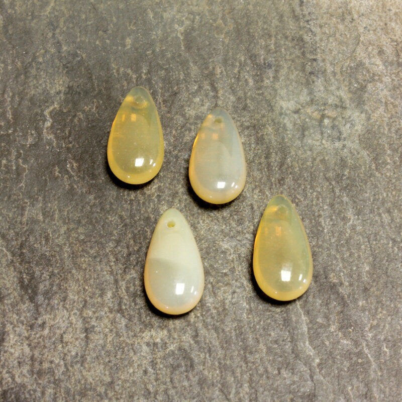 14x7mm Beige Opal Czech Teardrop Glass Beads (10)