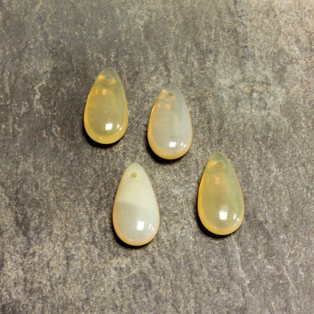 14x7mm Beige Opal Czech Teardrop Glass Beads (10)