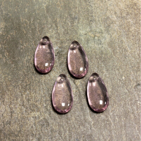 14x7mm Light Amethyst Czech Teardrop Glass Beads (10)