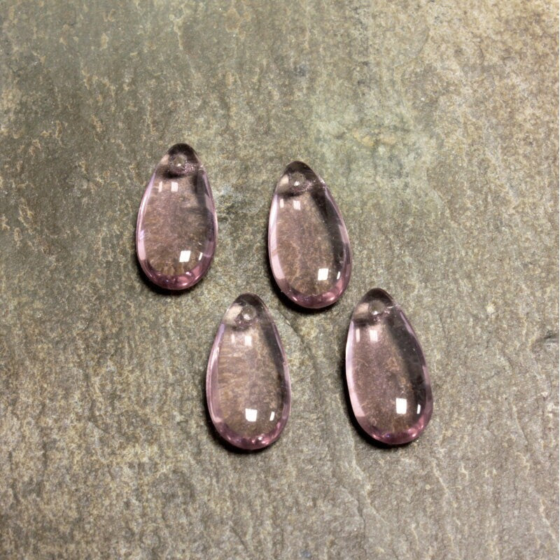 14x7mm Light Amethyst Czech Teardrop Glass Beads (10)