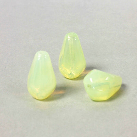 15x10mm Yellow Opal Czech Faceted Teardrop Glass Beads (6)