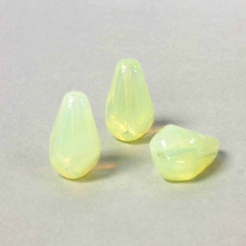 15x10mm Yellow Opal Czech Faceted Teardrop Glass Beads (6)