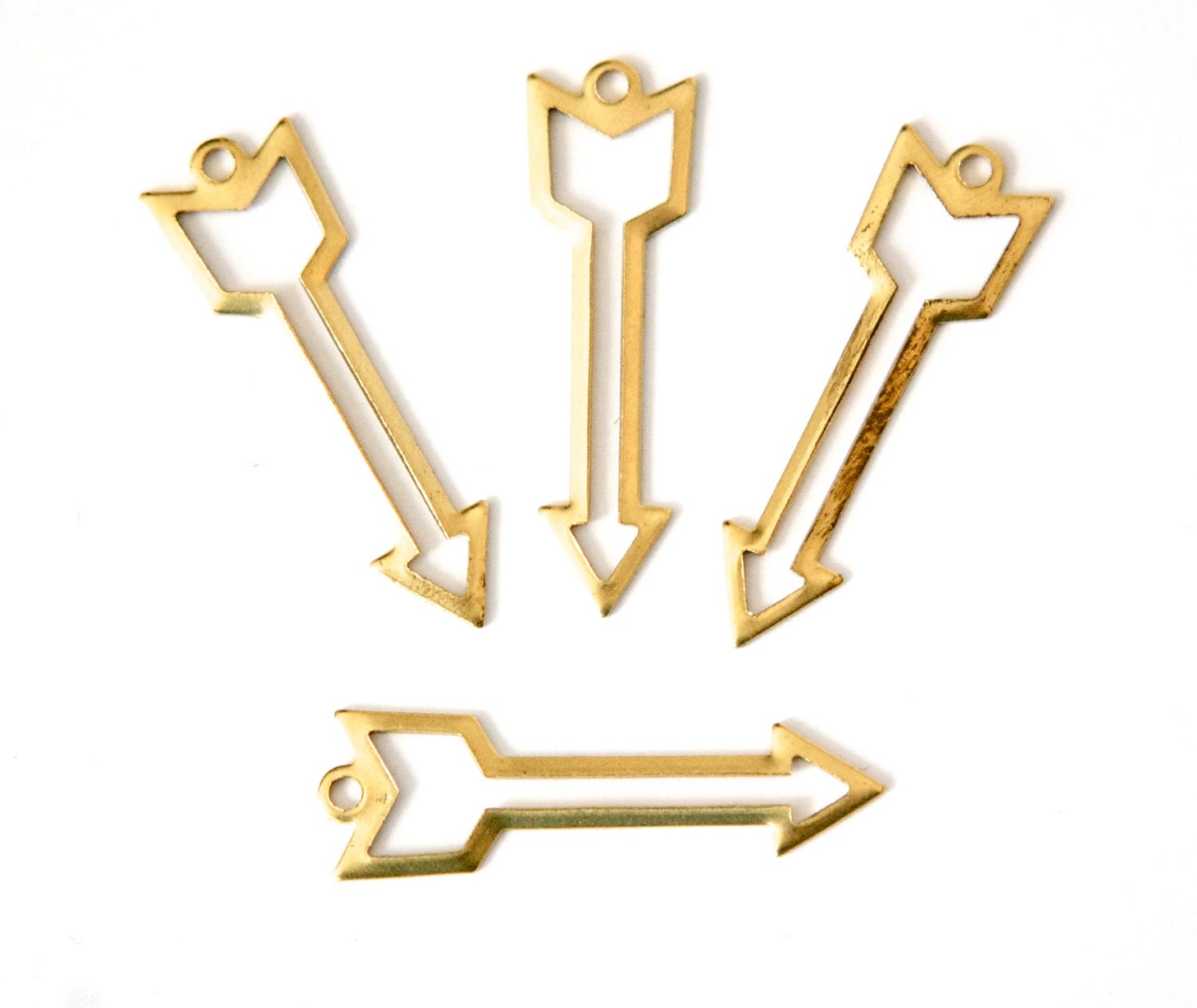 Raw Brass 1 Loop Open Arrow Charm Pendant (8) mtl409A
