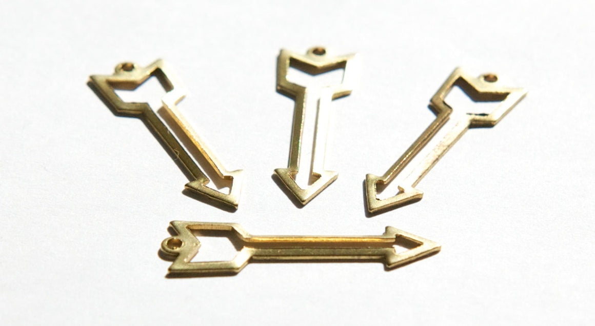 Raw Brass 1 Loop Open Arrow Charm Pendant (8) mtl409A