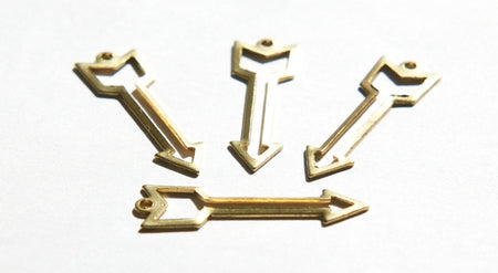 Raw Brass 1 Loop Open Arrow Charm Pendant (8) mtl409A