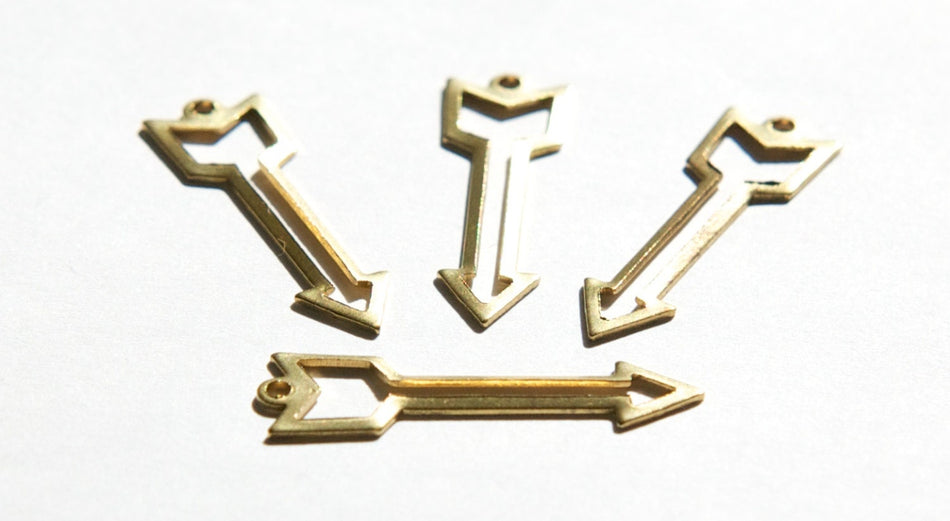 Raw Brass 1 Loop Open Arrow Charm Pendant (8) mtl409A