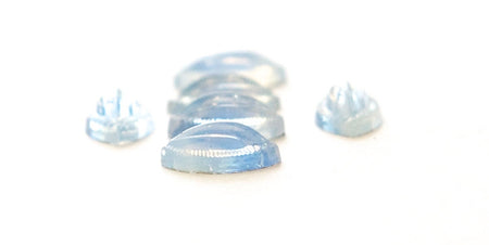 Vintage Blue Givre Etched Glass Cabochons Germany 13mm X 8mm (6) cab519B