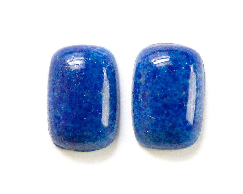 Vintage Lapis Blue Glass Rectangle Cabochons 21 X 15mm (2) cab849A