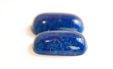 Vintage Lapis Blue Glass Rectangle Cabochons 21 X 15mm (2) cab849A