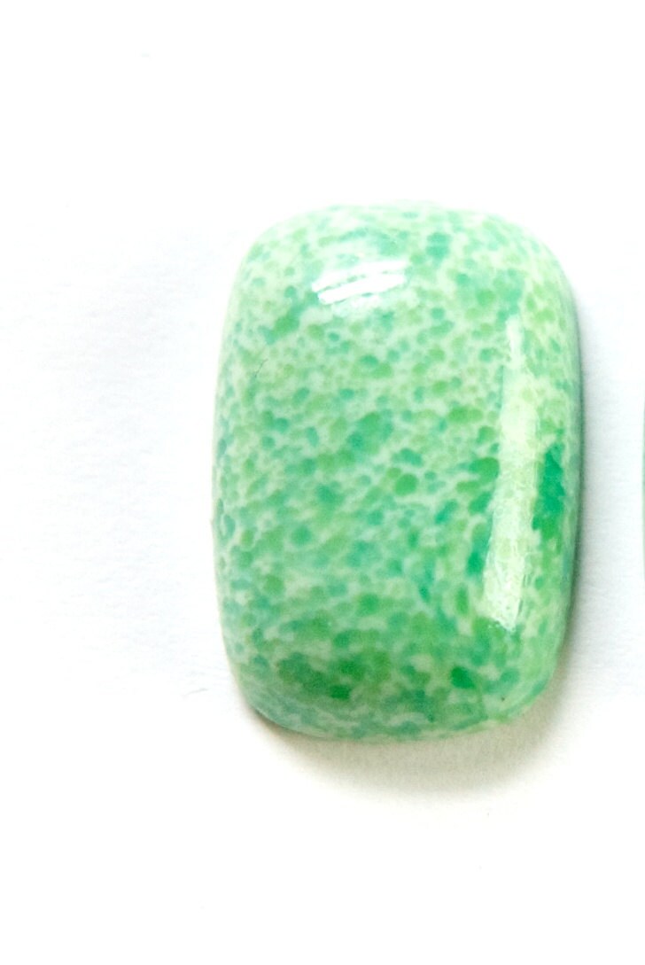 Vintage Green Marbled Glass Rectangle Cabochons 21 X 15mm (2) cab849B