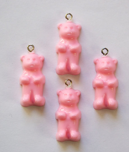 Opaque Pink Gummi Bear Charms Drops (4) chr152J