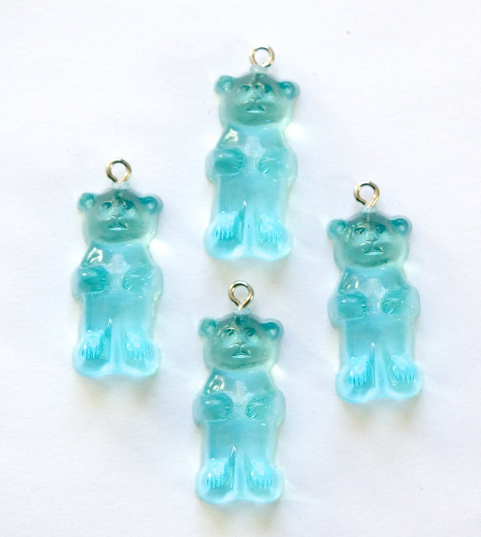 Aqua Blue Gummi Bear Charms Drops (4) chr152K