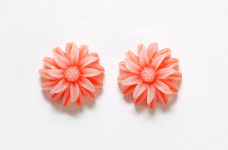 Red White Double Layered Acrylic Flower Cabochon 19mm (4) cab850A
