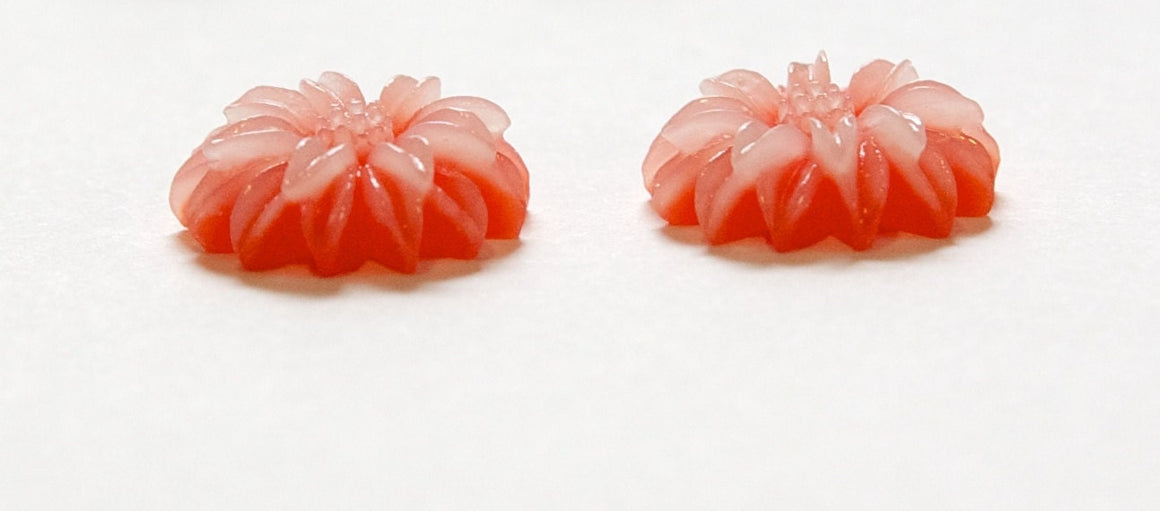 Red White Double Layered Acrylic Flower Cabochon 19mm (4) cab850A