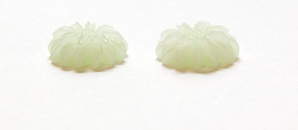 Pale Light Green Double Layered Acrylic Flower Cabochon (4) cab850B