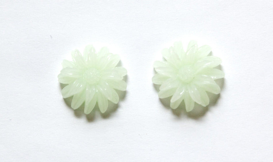 Pale Light Green Double Layered Acrylic Flower Cabochon (4) cab850B