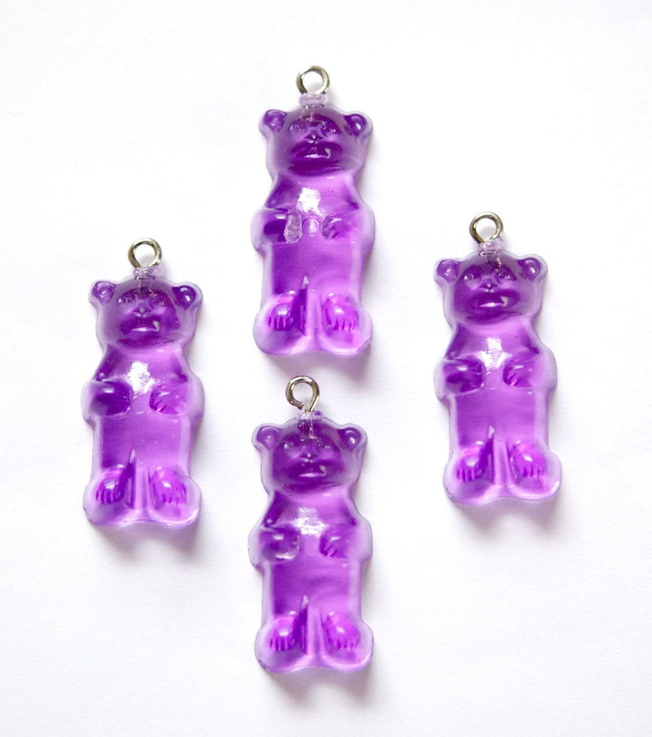 Grape Purple Gummi Bear Charms Drops (4) chr152M