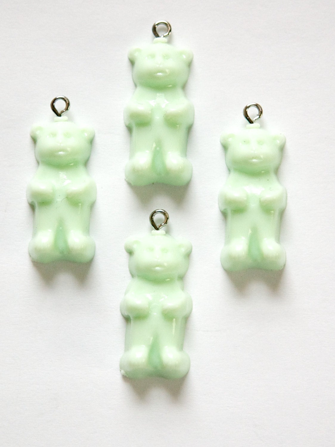 Opaque Mint Green Gummi Bear Charms Drops (4) chr152L