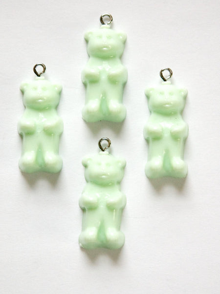 Opaque Mint Green Gummi Bear Charms Drops (4) chr152L