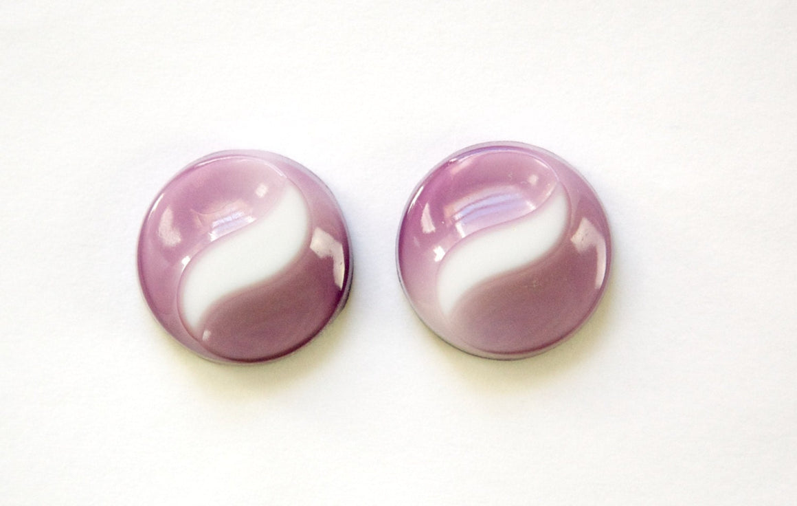 Vintage Purple Glass Cabochon with Raised White Swirl 18mm (2) cab851A