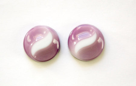 Vintage Purple Glass Cabochon with Raised White Swirl 18mm (2) cab851A