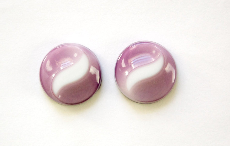 Vintage Purple Glass Cabochon with Raised White Swirl 18mm (2) cab851A