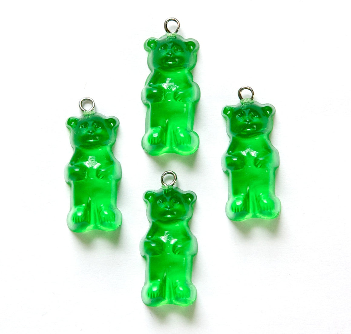Green Gummi Bear Charms Drops (4) chr152E