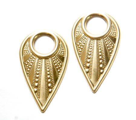 Raw Brass Open Loop Beaded Look Teardrop Hoop Pendant (2) mtl417A