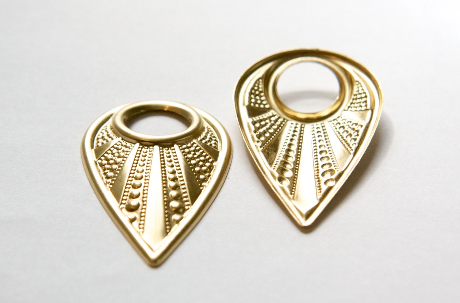 Raw Brass Open Loop Beaded Look Teardrop Hoop Pendant (2) mtl417A