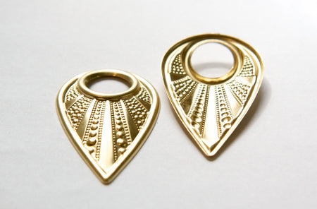 Raw Brass Open Loop Beaded Look Teardrop Hoop Pendant (2) mtl417A