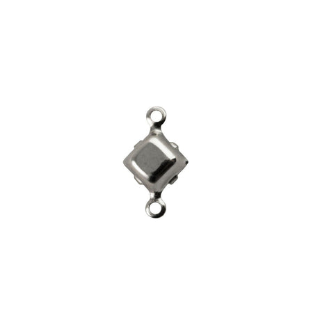 6mm Beige Moonglow Glass Square Stone in 2 Loop Setting