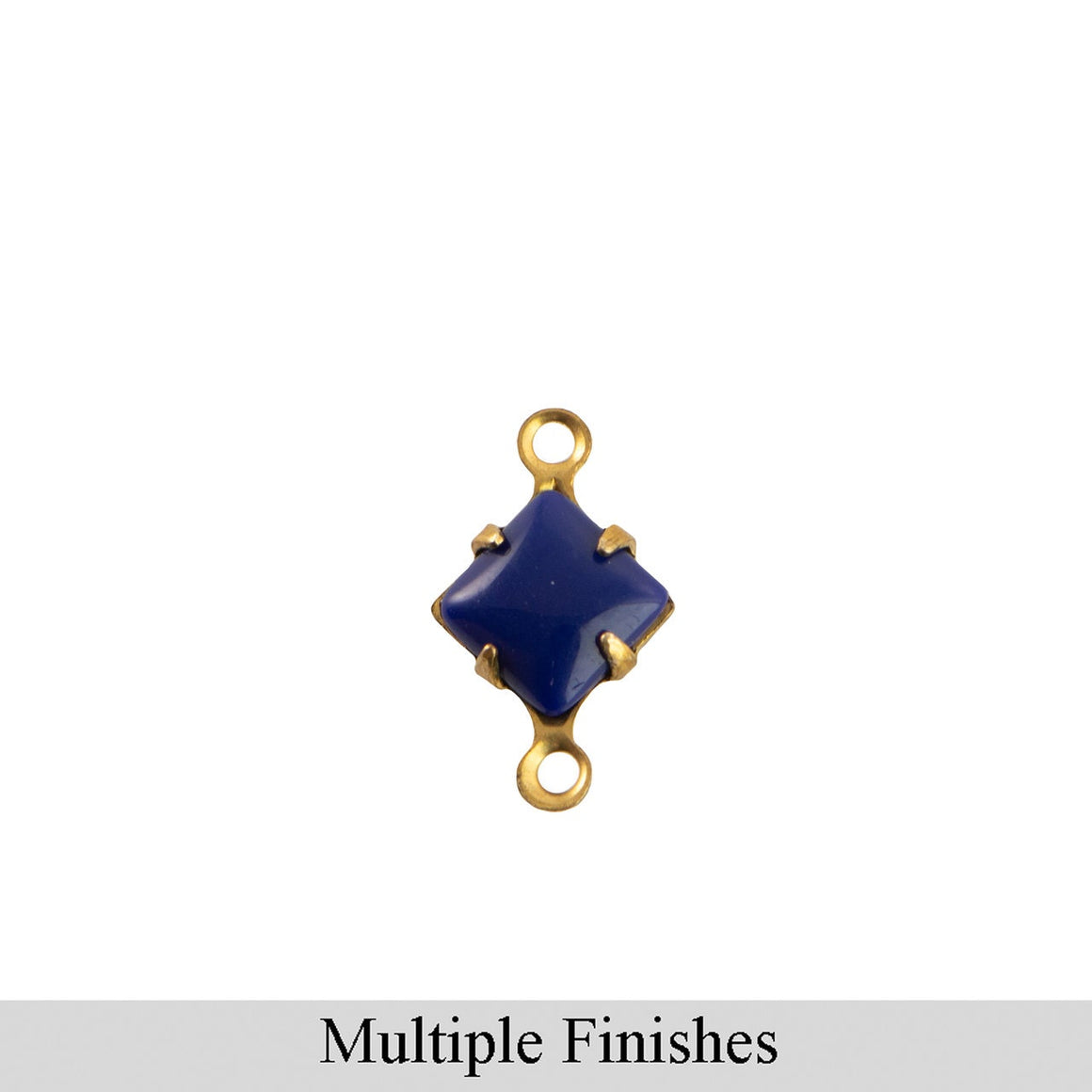 6mm Navy Glass Square Stone in 2 Loop Setting
