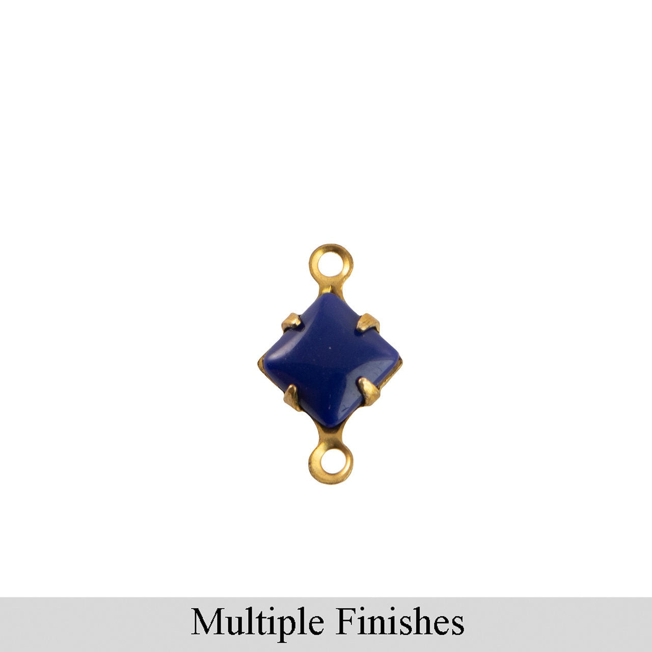 6mm Navy Glass Square Stone in 2 Loop Setting