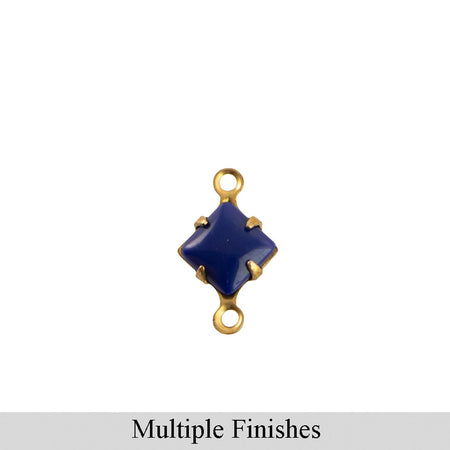 6mm Navy Glass Square Stone in 2 Loop Setting