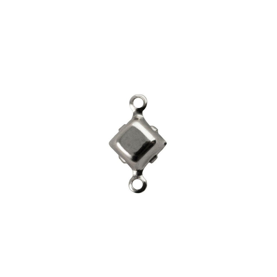 6mm Navy Glass Square Stone in 2 Loop Setting
