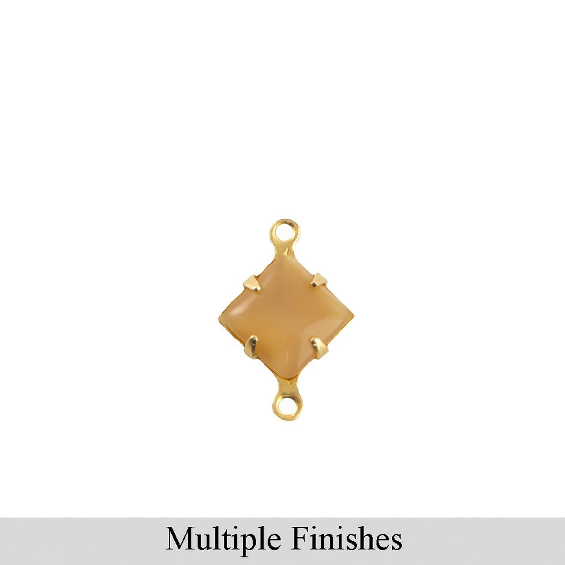 6mm Beige Moonglow Glass Square Stone in 2 Loop Setting