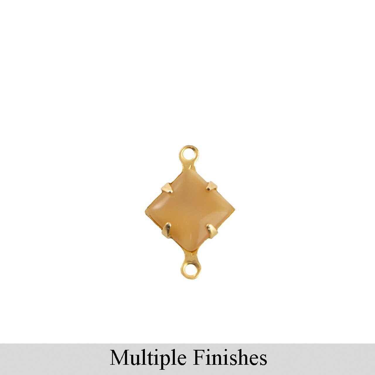 6mm Beige Moonglow Glass Square Stone in 2 Loop Setting