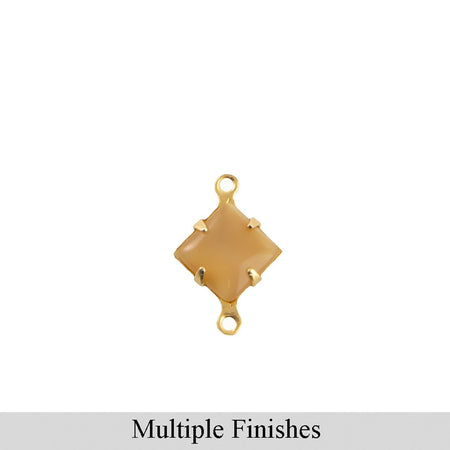 6mm Beige Moonglow Glass Square Stone in 2 Loop Setting