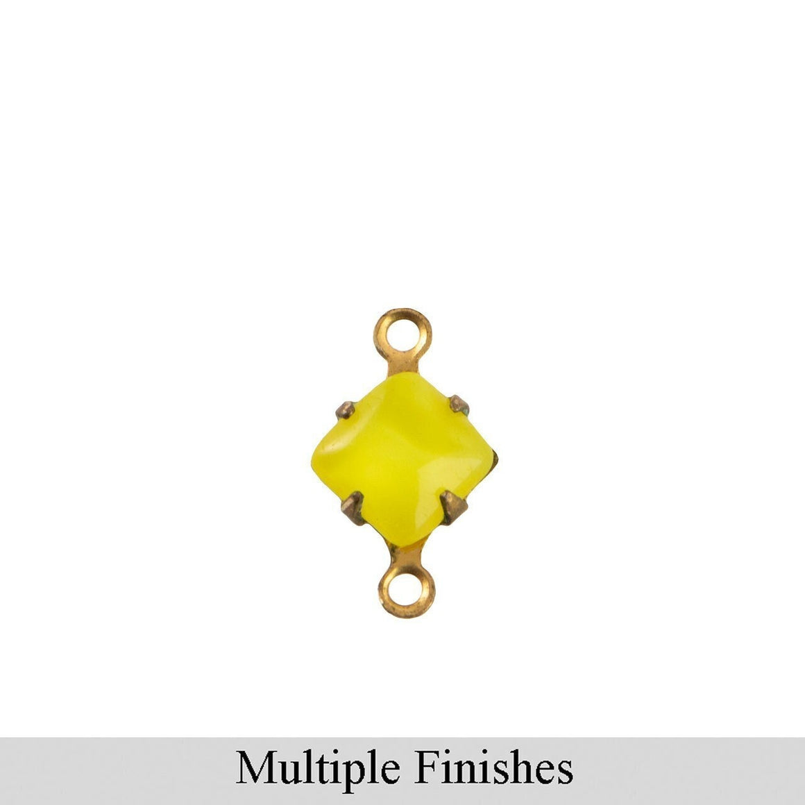 6mm Yellow Moonglow Glass Square Stone in 2 Loop Setting
