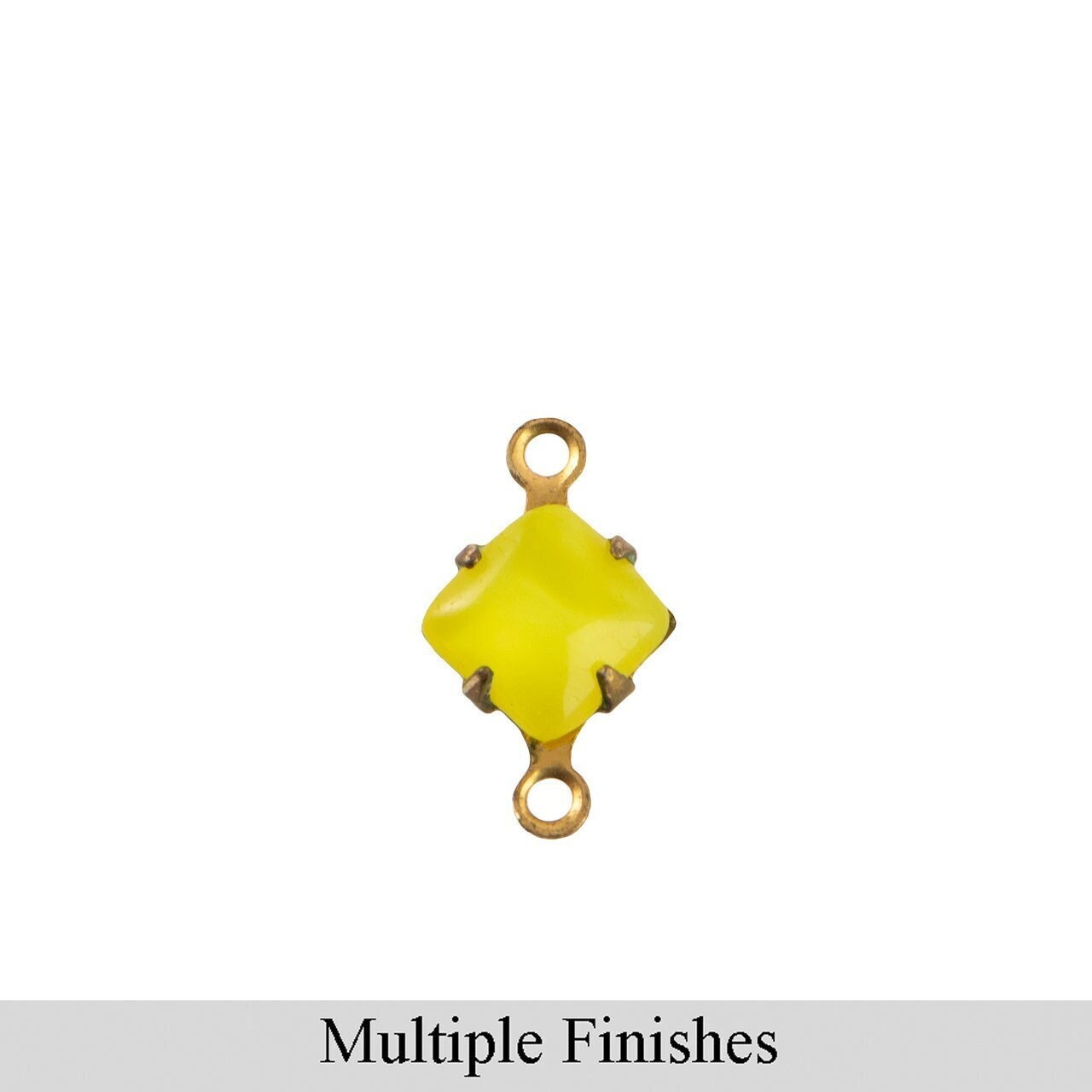 6mm Yellow Moonglow Glass Square Stone in 2 Loop Setting
