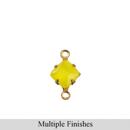6mm Yellow Moonglow Glass Square Stone in 2 Loop Setting