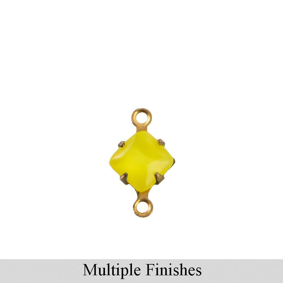 6mm Yellow Moonglow Glass Square Stone in 2 Loop Setting