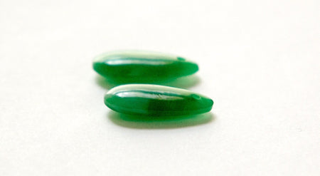 Vintage Jade Green Marbled Glass Teardrop Drops Pendants (2) pnd004A