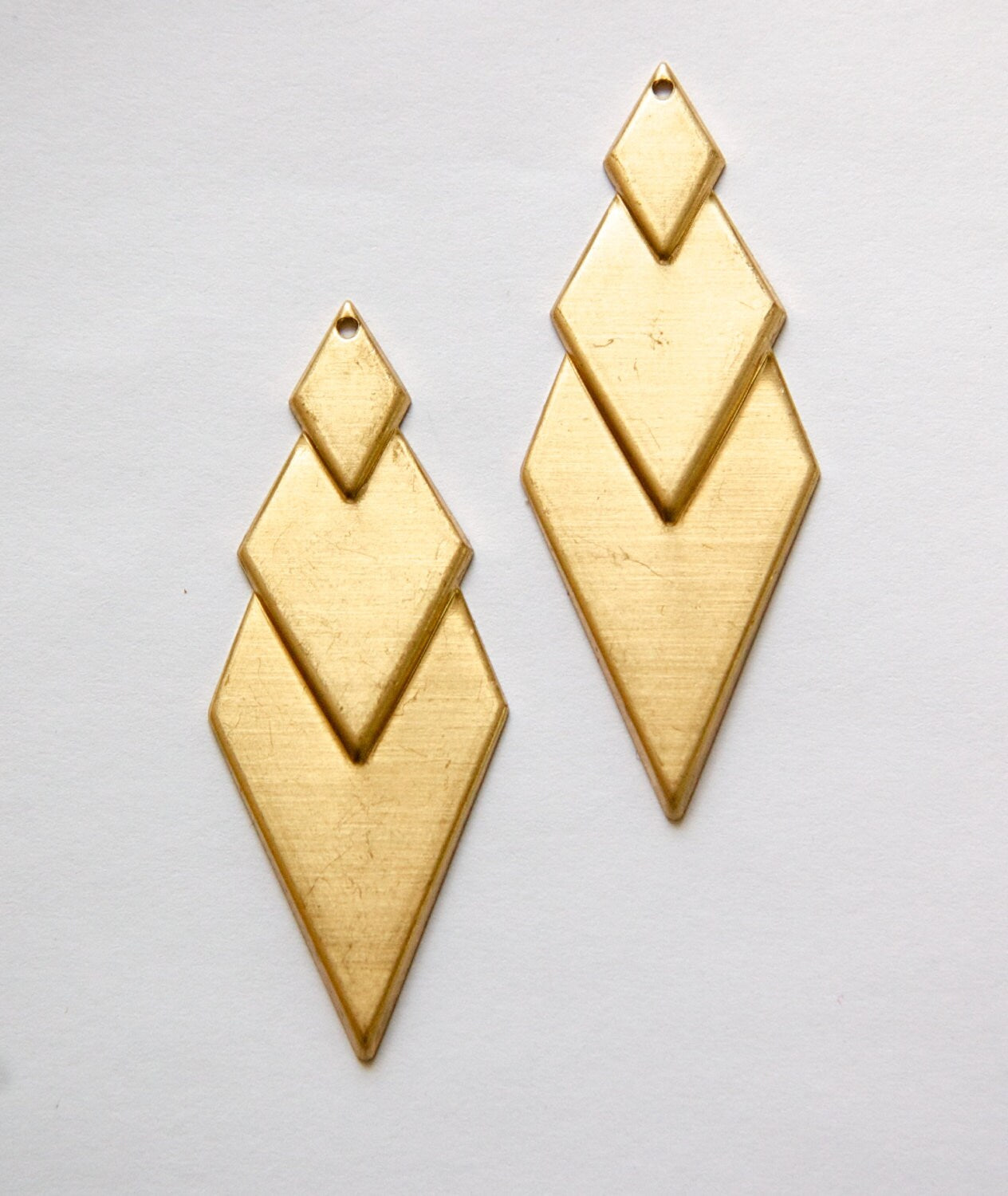 Raw Brass Layered Look Diamond Pendants (4) mtl419A