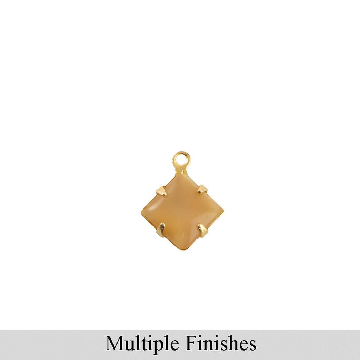 6mm Beige Moonglow Glass Square Stone in 1 Loop Setting