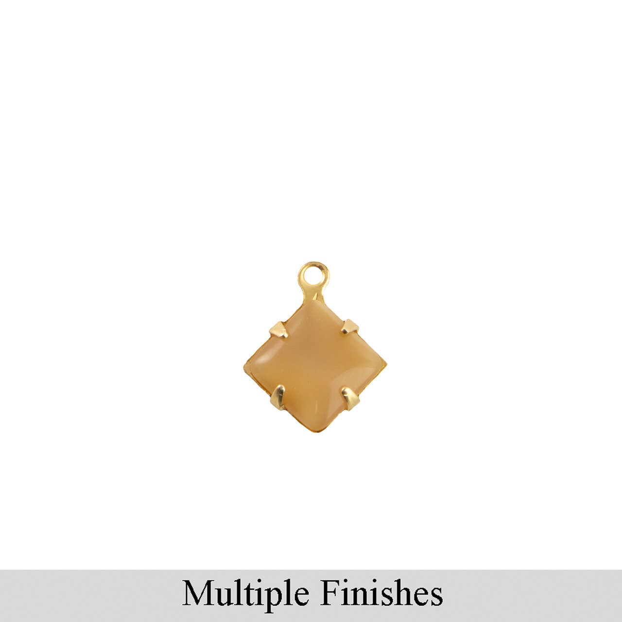 6mm Beige Moonglow Glass Square Stone in 1 Loop Setting
